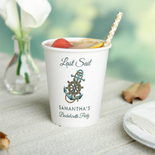 Nautical Anchor Last Sail Bachelorette Party Name Paper Cups