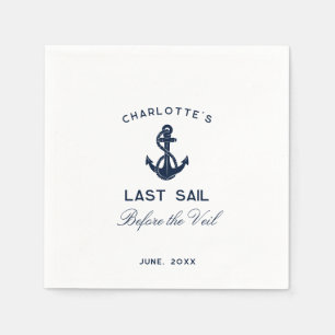 Nautical Anchor Last Sail Before Veil Bachelorette Napkins
