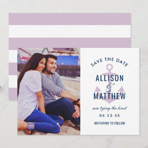 Nautical Anchor Lavender Photo Wedding Save The Date