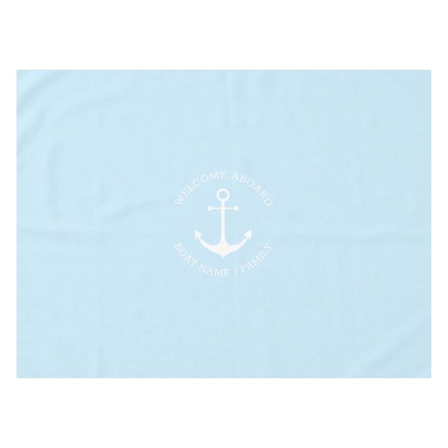 Nautical anchor light blue Custom Welcome Aboard  Tablecloth (Front (Horizontal))