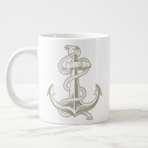 Nautical Anchor (Light Tan) Giant Coffee Mug