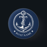 Nautical Anchor Logo Navy Blue Boat Name Button<br><div class="desc">Nautical Anchor Logo Navy Blue Boat Name Buttons.</div>