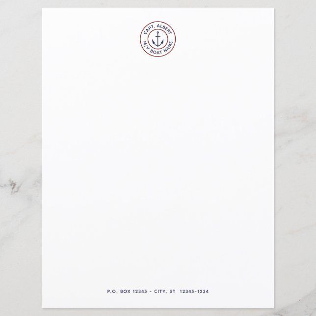 Nautical Anchor Logo Personalized Paper Sheet (Front)