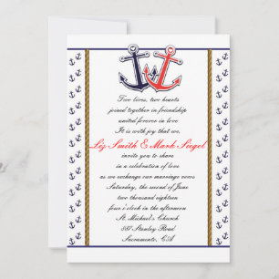 Nautical Anchor Love Wedding Couple Invitation
