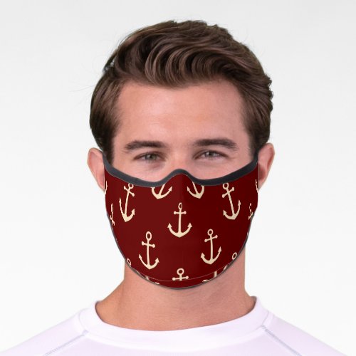 Nautical Anchor Maroon Premium Face Mask
