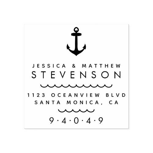 Nautical Anchor Married Couple Return Address Rubber Stamp