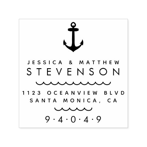 Nautical Anchor Married Couple Return Address Self_inking Stamp