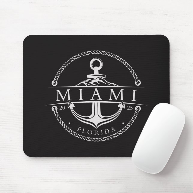 Nautical Anchor Miami Florida 2025 Mouse Pad (With Mouse)