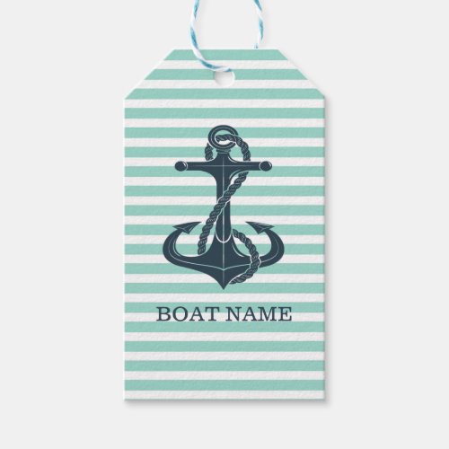 NauticalAnchorMint Green Stripes Gift Tags