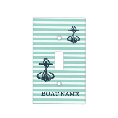 NauticalAnchorMint Green Stripes Light Switch Cover