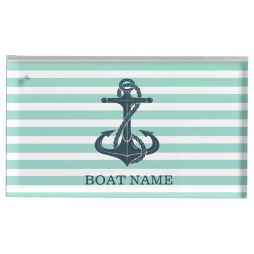 NauticalAnchorMint Green Stripes Place Card Holder