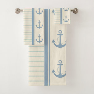 Nautical Anchor Modern Abstract Stripe Bath Towel Set