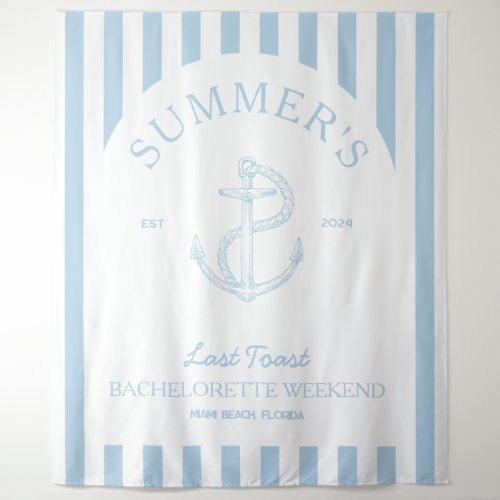 Nautical Anchor Modern Blue Bachelorette Weekend Tapestry