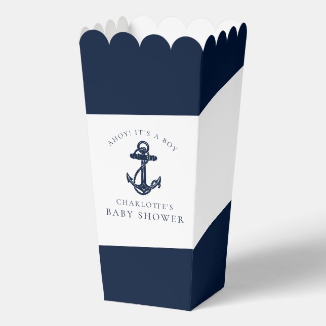 Nautical Anchor Modern Boy Baby Shower Favor Boxes (Front)