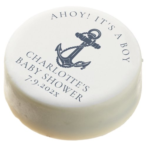 Nautical Anchor Modern Boy Baby Shower Treat Chocolate Covered Oreo