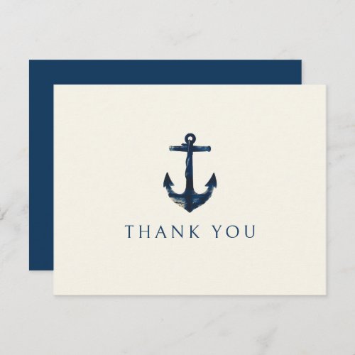 Nautical Anchor Modern Navy Blue Wedding Thank You Card