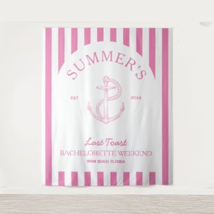 Nautical Anchor Modern pink Bachelorette Party Tapestry