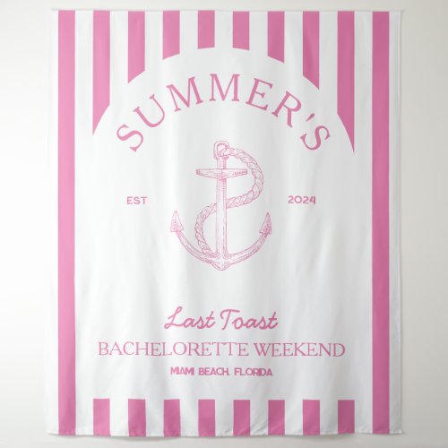 Nautical Anchor Modern pink Bachelorette Party Tapestry