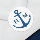Nautical Anchor Monogram Beach Wedding Classic Round Sticker<br><div class="desc">Seal your love story with our customizable stickers featuring a charming monogram anchor! This nautical-inspired envelope seal adds a touch of romance and a dash of seaside charm to your wedding envelopes. Elegant and personal, it's the perfect finishing touch for your invites. Make a lasting impression as you invite your...</div>