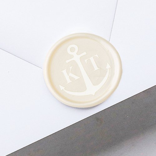 Nautical Anchor Monogram Beach Wedding easy Wax Seal Sticker