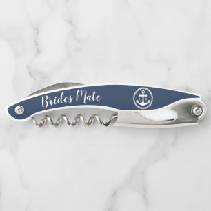 Nautical Anchor Monogram Brides Mate Bridesmaid Wa Waiter's Corkscrew
