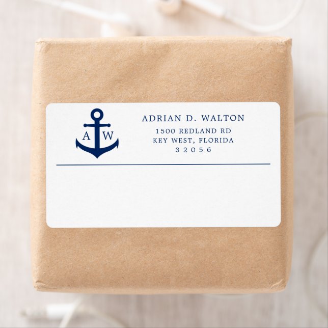 Nautical Anchor Monogram Business Return Address Label (Insitu)
