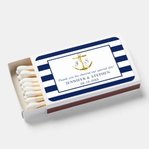 Nautical Anchor Monogram Coastal Wedding Matchboxes