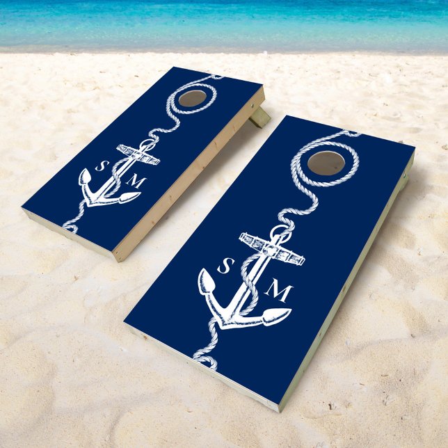 Nautical Anchor Monogram Family Cornhole Set (Creator Uploaded)