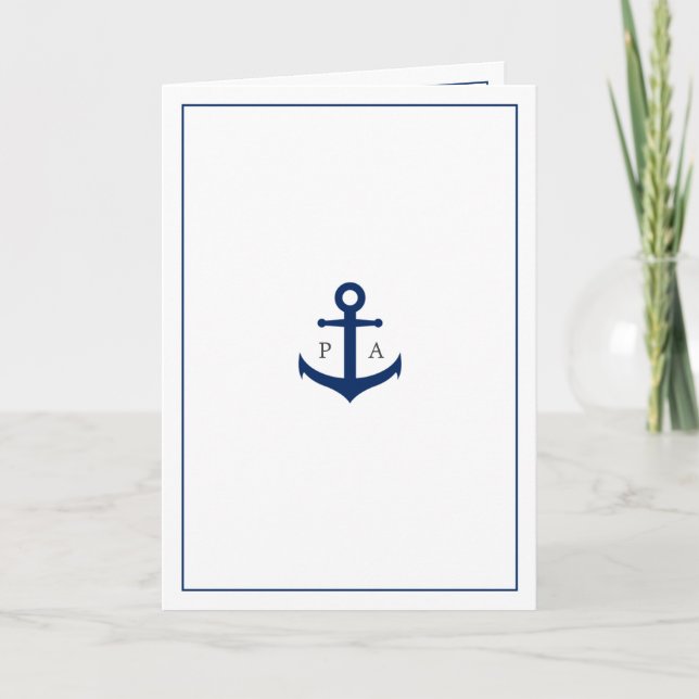Nautical Anchor Monogram Folded Wedding Invitation (Front)