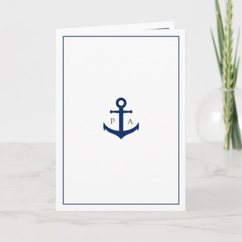 Nautical Anchor Monogram Folded Wedding Invitation