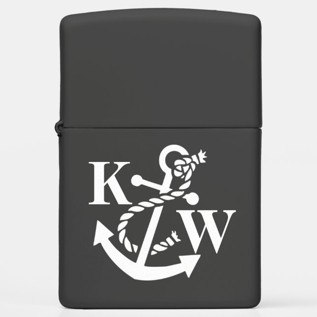 Nautical Anchor Monogram Initial Zippo Lighter (Front)