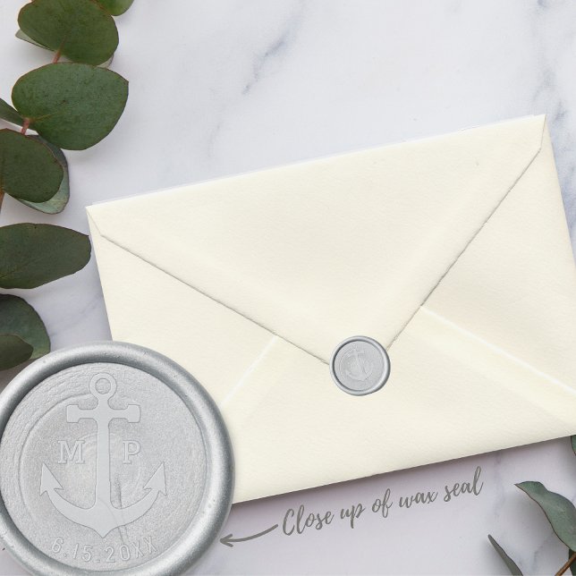 Nautical Anchor Monogram Initials Custom Wedding Wax Seal Sticker (Creator Uploaded)