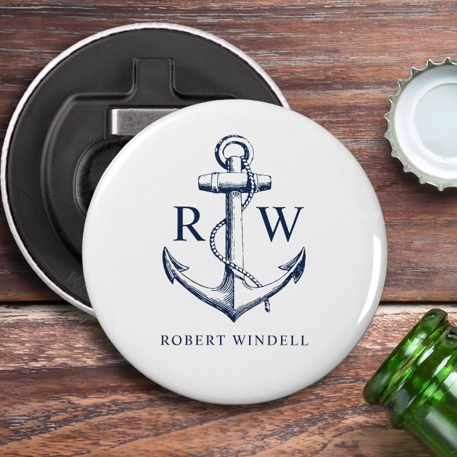 Nautical Anchor Monogram Name Bottle Opener (Creator Uploaded)