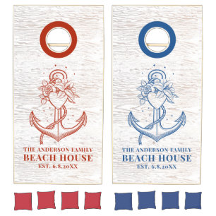 Nautical Anchor Monogram Name Wedding Cornhole Set