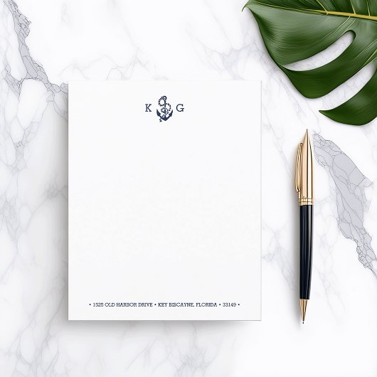 Nautical Anchor Monogram Notepaper