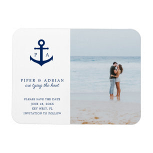 Nautical Anchor Monogram Photo Save the Date Magnet