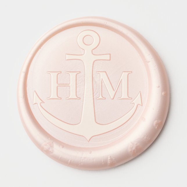 Nautical Anchor Monogram Portland Collection Wax Seal Sticker (Front)