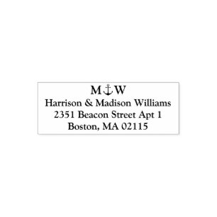 Nautical anchor Monogram Return Address Self-inking Stamp