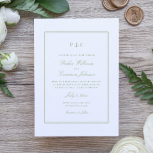 Nautical Anchor Monogram Sage Green Wedding Invitation
