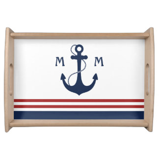 Nautical Anchor Monogram Serving Tray
