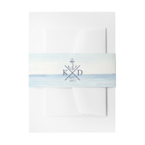 Nautical Anchor Monogram Watercolor Ocean Invitation Belly Band