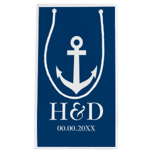 Nautical anchor monogram wedding favor gift bags