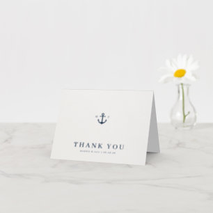 Nautical Anchor Monogram Wedding Letterpress Thank You Card