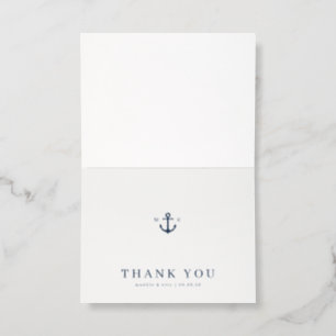 Nautical Anchor Monogram Wedding Letterpress Thank You Card