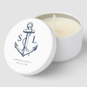 Nautical Anchor Monogram Wedding Navy Mini Candle Favors