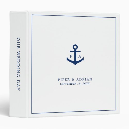 Nautical Anchor Monogram Wedding Photo Album 3 Ring Binder