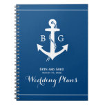 Nautical Anchor Monogram Wedding Planner Notebook at Zazzle