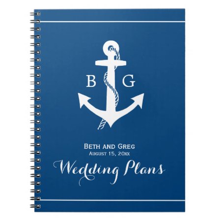 Nautical Anchor Monogram Wedding Planner Notebook