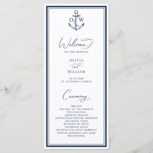 Nautical Anchor Monogram Wedding Program