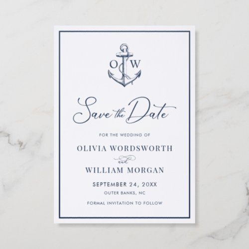 Nautical Anchor Monogram Wedding Save The Date